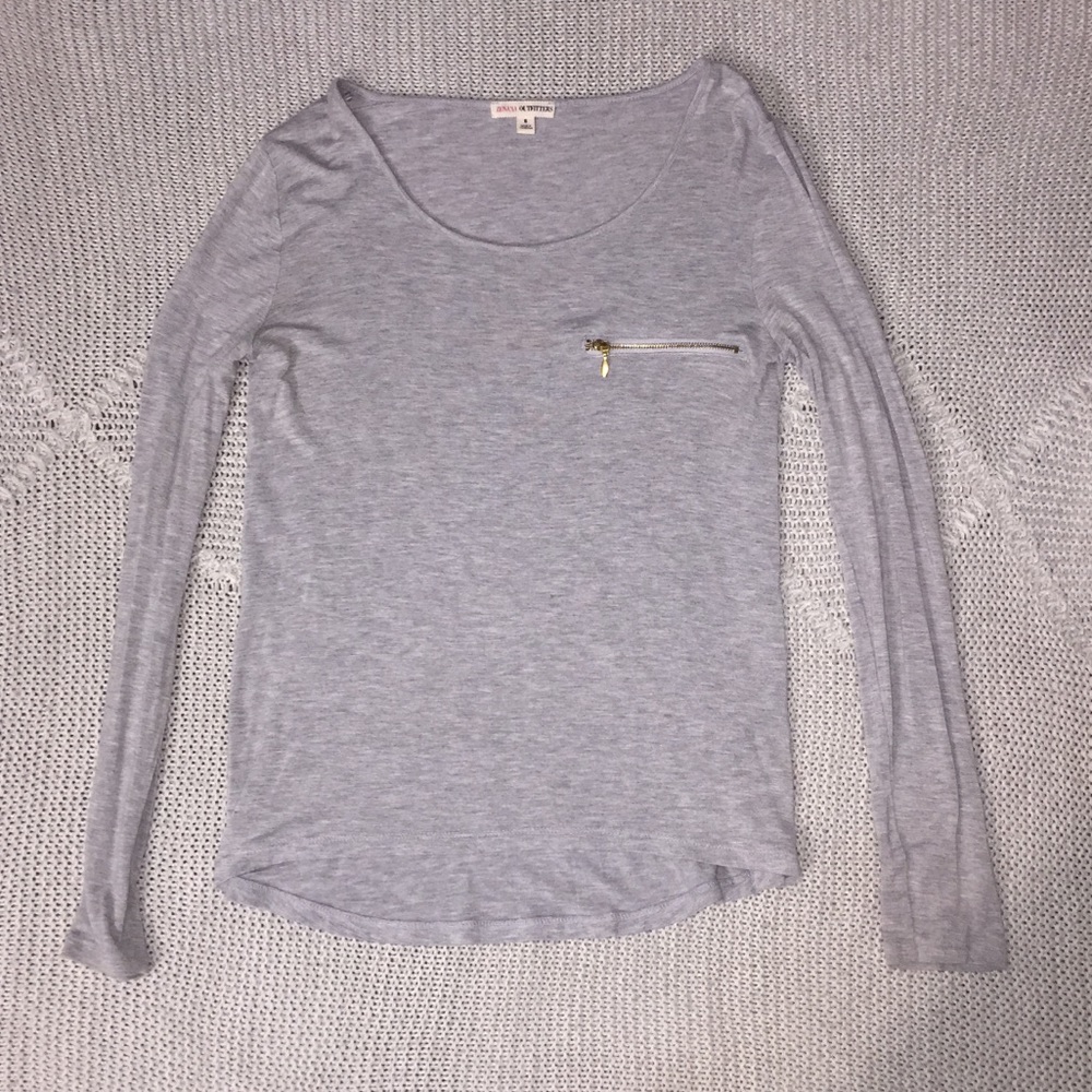Distressed Gray Long Sleeve Top
